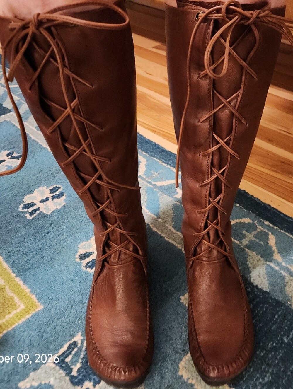 Vintage Eddie Bauer Leather Lace-up Moccasin Boots Renaissance Faire 7.5